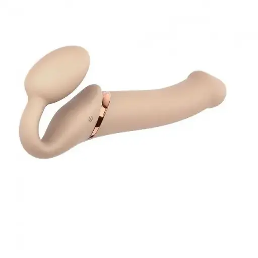 Безремневий страпон Strap-On-Me Vibrating Flesh L регульований з вібрацією та з пультом ДК діаметр 3.7 см - фото 2