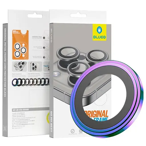 Захисне скло BlueO Metal на камеру для Apple iPhone 16, 6.1/16 Plus 6.7 Бузковий/Colorful - фото 2