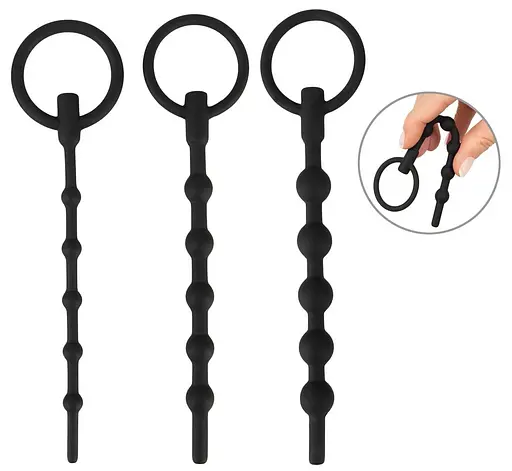 Стимулятор уретри Penisplug Training Set, 3 шт (чорний) - фото 1