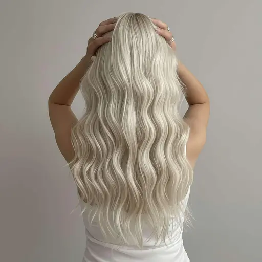 Перука хвиляста довга 70 см зі штучного волосся жіноча Блондин - фото 3