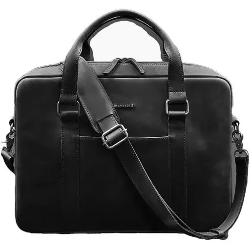 Шкіряна сумка для ноутбука та документів чорна Crazy Horse - фото 1