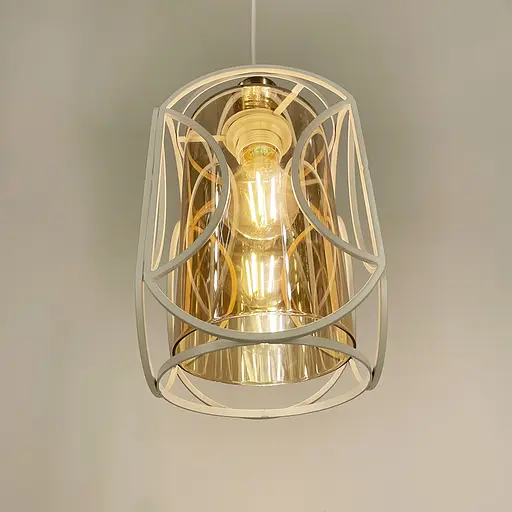 Стильний білий підвіс з серії Лофт із янтарним плафоном Line.F 12055/1 WT+AM - фото 2