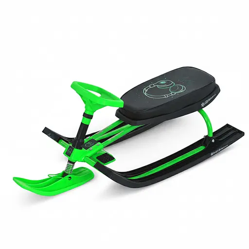 Снігокат MS 1778-11 Низька рама, м'яке сидіння з екошкіри 45х21см (2 положення), кермо, металопластик, чорно-зелений