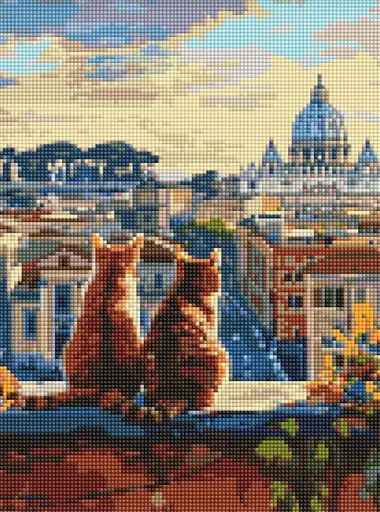 Набір з алмазною мозаїкою Котики у Римі, 30x40 см