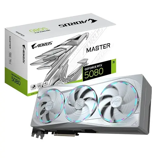 Відеокарта GF RTX 5080 16GB GDDR7 Aorus Master Ice Gigabyte (GV-N5080AORUSM ICE-16GD) - фото 1