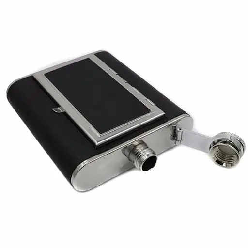 Портсигар фляжка з нержавіючої сталі на 6 сигарет та 142 мл AB-3 Black (15698) - фото 4