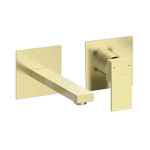 Смеситель для умывальника настенный Volle Pardo cepillado oro 1548.010315 Золотой - фото 1