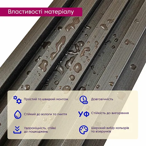 Рейка декоративна Wall Sticker WPC стінова 3000х160х23 мм Венге SW-00001537 - фото 4