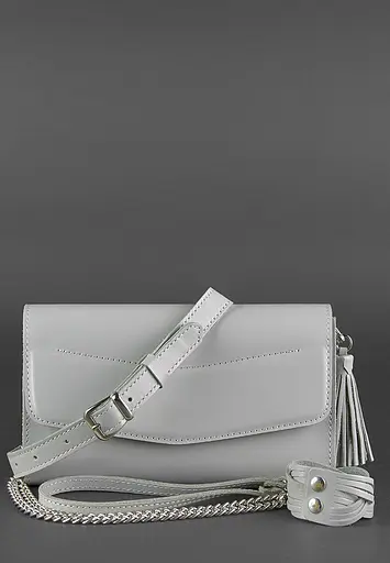 Шкіряна жіноча сумка Еліс сіра - фото 6