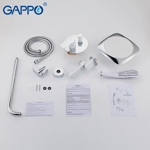 Душова система прихованого монтажу Gappo G7148-8, вилив - перемикач на лійку, 3-функції, білий/хром - фото 8