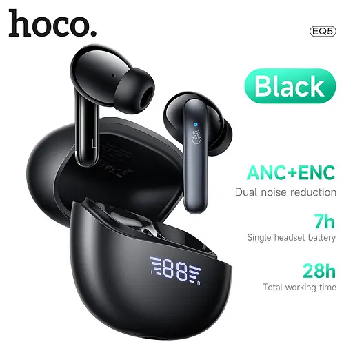 Навушники Hoco EQ5 Energy TWS з шумозаглушенням ANC+ENC |BT5.3, 40/300mAh, 7h| black - фото 2