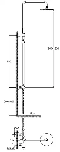Душова система Kohlman Axel gold QW276AGD, Золотий - фото 2