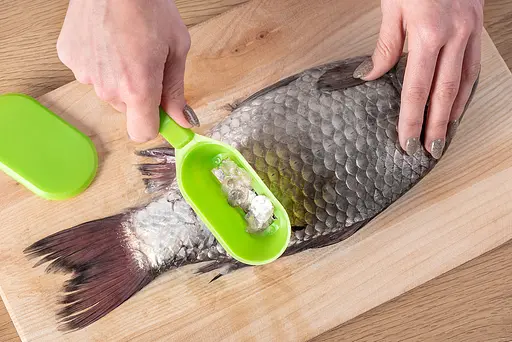 Рибочистка пластикова з контейнером 20 см, Kitchette Салатовий 83647 - фото 5