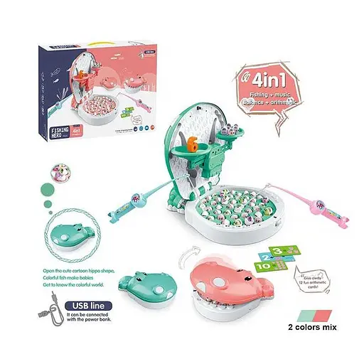 Риболовля Бегемот, звук англ., підсвічування, 44 рибки, 2 вудки, 156-8C (В асортименті) - фото 8