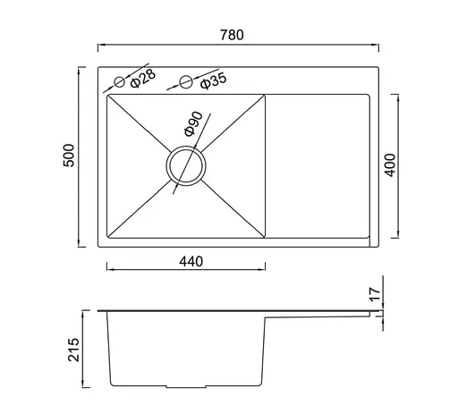 Кухонная мойка Gappo накладная 780x500 мм, поверхность PVD, правая GS7850-6R, Черный матовый - фото 8