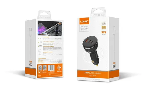 Зарядное устройство для Ldnio c102 160 W 2 USB-С + 1 USB-A 3 port car charger адаптер быстрой зарядки - фото 6