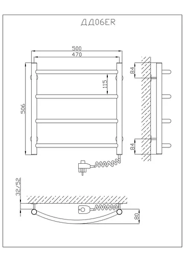 Електрична рушникосушарка Kosser Дуга 500x500/4 ER рег. ДД06ЕR, Хром, Праве - фото 3
