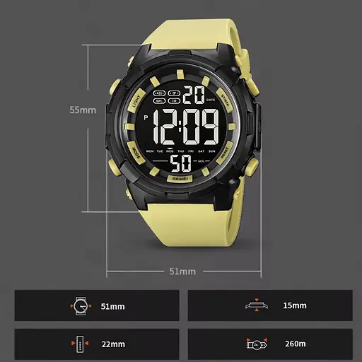 Чоловічий наручний годинник Skmei 1845 Жовтий - фото 4