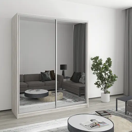 Шафа-купе дводверна MebelStar Стандарт AL 2 Дзеркала 170x60x210 см Аляска сірий (MBS-2565)