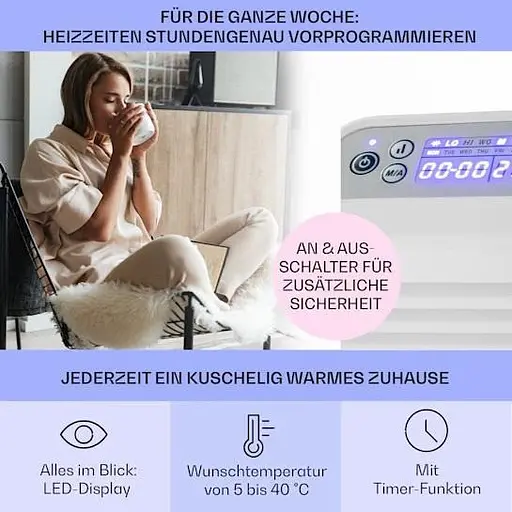 Обігрівач конвекційний Klarstein Hot spot slimcurve до 40 м кв Білий (10033016) - фото 6