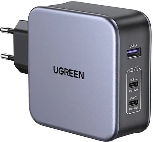 Зарядный комплект блок и кабель 3 порта USB (2хUSB-C+USB-A) Ugreen CD289 140W Gan (90549) - фото 1
