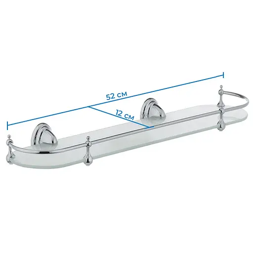 Полка стеклянная с ограничителем ZERIX LR1507 (LL1406) - фото 2