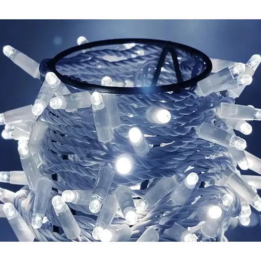 Гирлянда Нить от сети 10 м 100 LED уличная белый каучук Белый - фото 1
