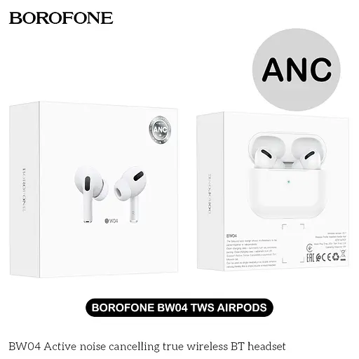 Навушники Borofone BW04 Active noise cancelling true wireless BT headset White - фото 6
