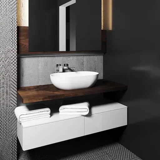 Раковина глянцева накладна Amidicon Savanna 56 560x320 з литого каменю SAVANNA_56_HL, Білий - фото 9