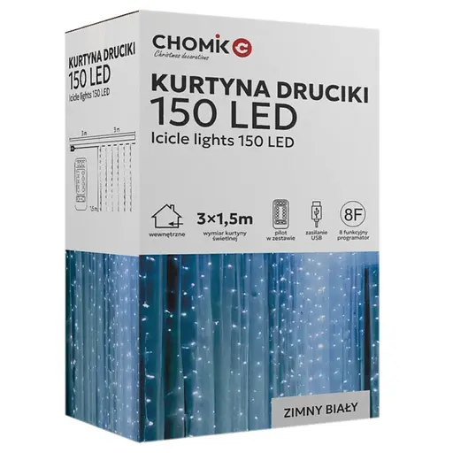 Гирлянда Chomik Штора 150LED холодный белый 3 x 1.5 м (LED8493)