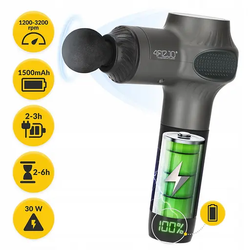 Ручний перкусійний масажер 4FIZJO Massage Gun Active 30 Вт (масажний пістолет) 4FJ0592 (P-5907739319937) - фото 7