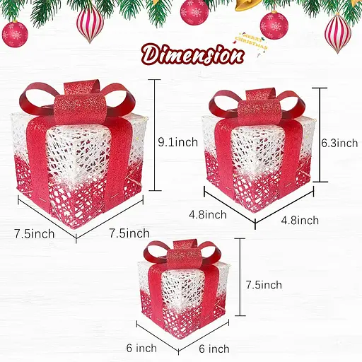 Уличные украшения Рождественские подарочные коробки с подсветкой 3 шт. - фото 5