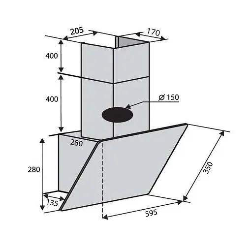 Вытяжка наклонная Ventolux MODENA 60 BK (700) PB - фото 2