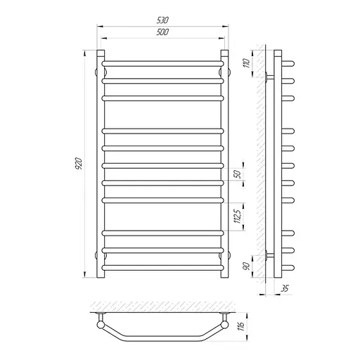 Водяна рушникосушка Laris Вікторія П11 500x900 71207051, Хром - фото 2