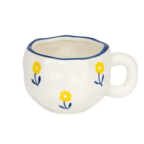 Чашка с блюдцем Солнечная ромашка 350 мл Белый с синим - фото 4