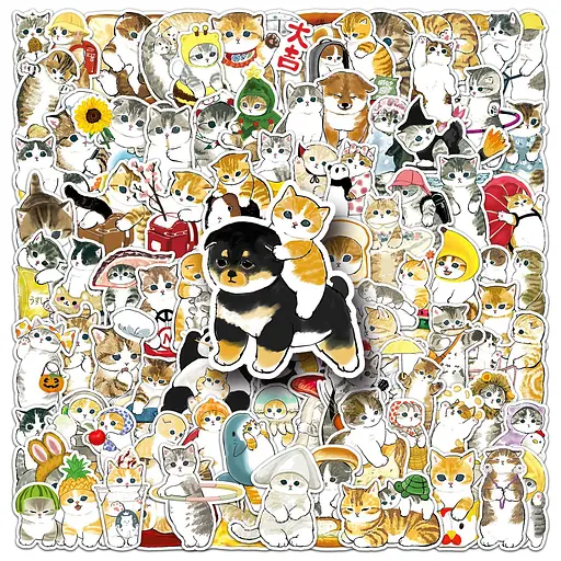 Стікерпак Милість кішок Набір наклейок GeekLand The cuteness of the cats 100 штук - фото 1