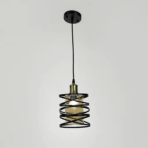 Підвіс у чорному корпусі з янтарним плафоном 16х16 см | Арт. 12333/1 BK+AM | Line F - фото 1