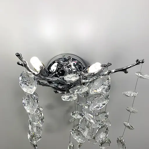 Вишукане срібне бра DIAMINA з кришталевим камінням Арт. W33007/2 S CH Line F - фото 4