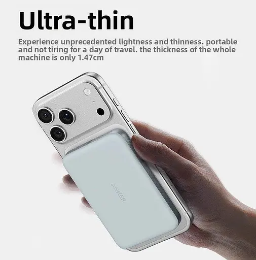 Павербанк Anker MagGo A1664 Ultra Slim магнитный с беспроводной зарядкой зеленый 10000 mAh - фото 5