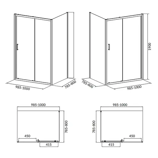 Душевая кабина Cersanit Brasco 100x80 см прямоугольная раздвижная прозрачное стекло без поддона хром S168-013, прозрачный, хром - фото 2