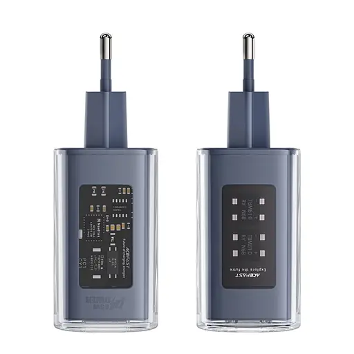 Зарядний пристрій Acefast A45 USB/2 Type-C QC PD PD65W GaN сіре - фото 4