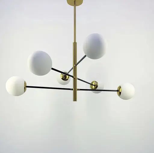 Современная каскадная люстра на 6 или 8 белых плафонов Ст. AOC 8 GD Line F - фото 3