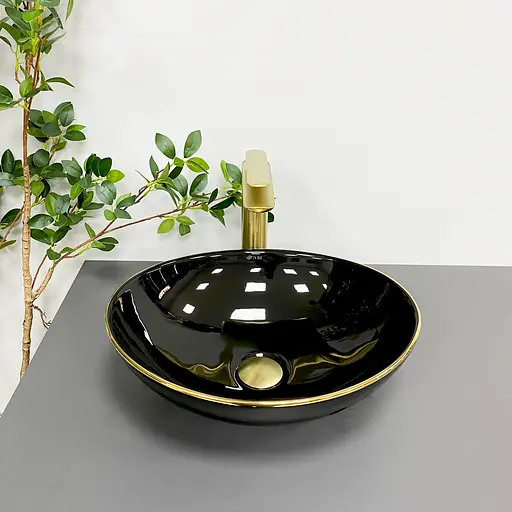 Умивальник VBI Parma black gold Edge накладний VBI-011012, Золотий - фото 3