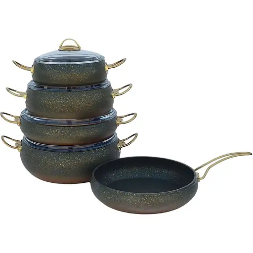 Набір каструль O.M.S. Collection 3024 з гранітним покриттям 9 предметів Зелений (Туреччина) - фото 1