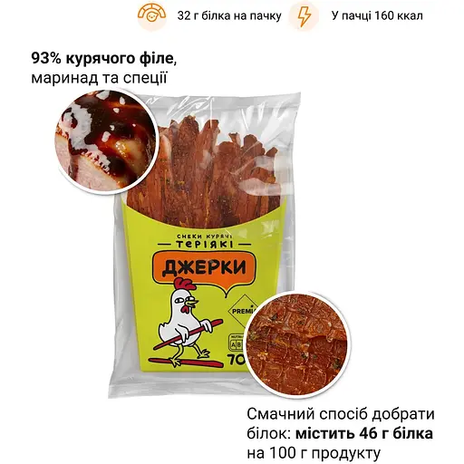 Джерки Premia Теріякі курячі 70 г - фото 3