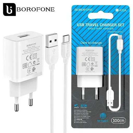 Сетевое зарядное устройство Borofone BA52A Type-C - фото 4