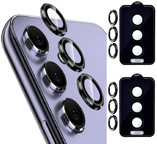 Захисне скло DK для Samsung Galaxy A55 A556 на камеру Lens Metal Ring Eagle Eye 017695 black 2 шт. - фото 2