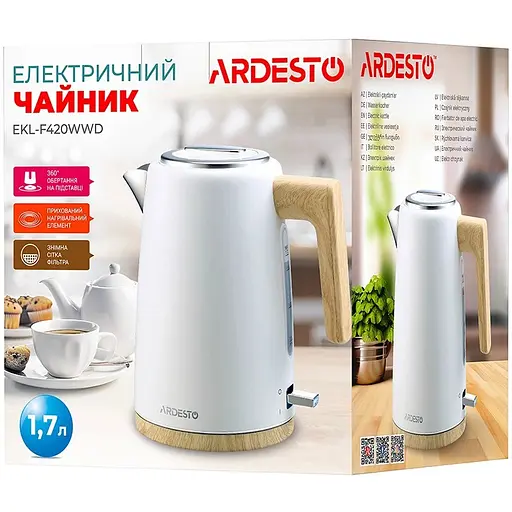 Электрочайник Ardesto EKL-F420WWD White 2200 Вт, 1.7 л - фото 4