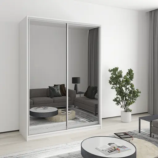 Шафа-купе дводверна MebelStar Стандарт AL 2 Дзеркала 150x60x210 см Аляска білий (MBS-2518)