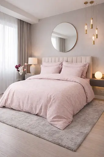 Комплект постельного белья евро 200×220 см сатин пудровый TC303376219 - фото 1